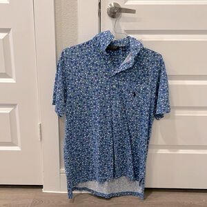 Ralph Lauren Polo Golf Light Blue Floral Print Polo Shirt M